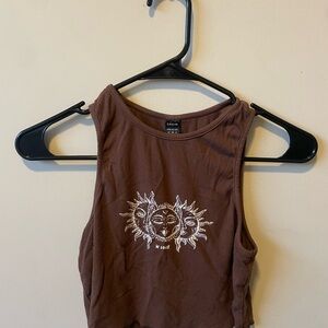 Brown Sun Graphic Tank Top